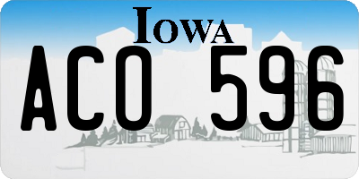 IA license plate ACO596