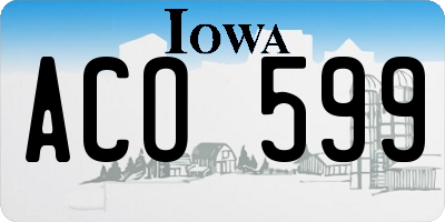 IA license plate ACO599
