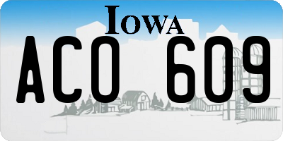 IA license plate ACO609