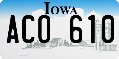 IA license plate ACO610