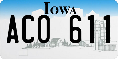 IA license plate ACO611