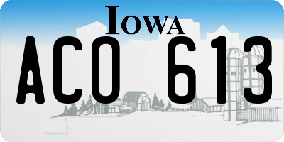 IA license plate ACO613