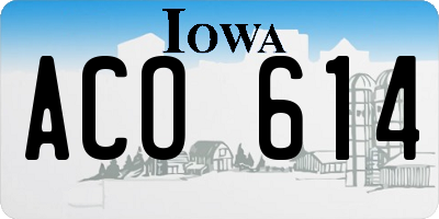 IA license plate ACO614