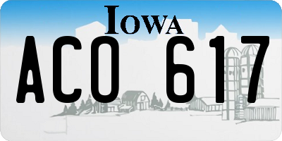 IA license plate ACO617
