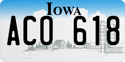 IA license plate ACO618