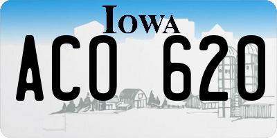 IA license plate ACO620