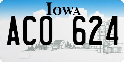 IA license plate ACO624