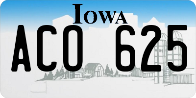 IA license plate ACO625