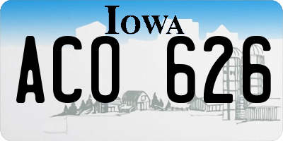 IA license plate ACO626