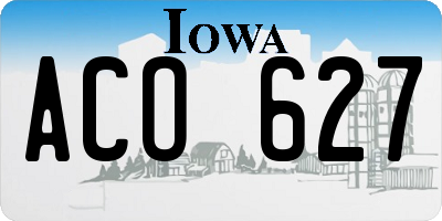IA license plate ACO627