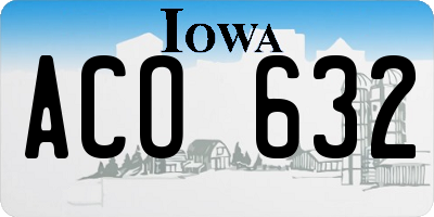 IA license plate ACO632