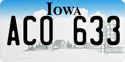 IA license plate ACO633