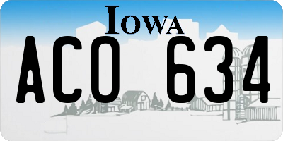 IA license plate ACO634