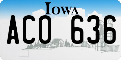 IA license plate ACO636