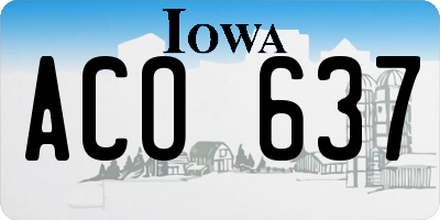 IA license plate ACO637