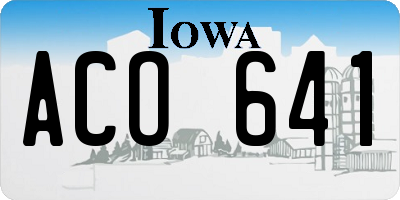 IA license plate ACO641