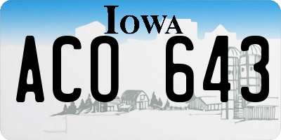 IA license plate ACO643
