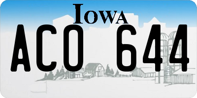 IA license plate ACO644