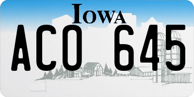 IA license plate ACO645