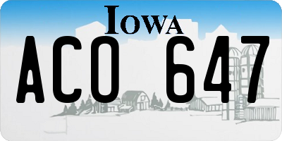 IA license plate ACO647