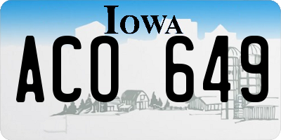 IA license plate ACO649