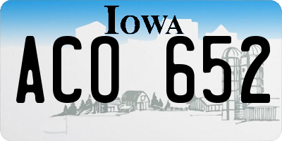 IA license plate ACO652