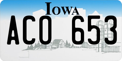 IA license plate ACO653