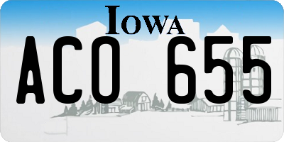 IA license plate ACO655
