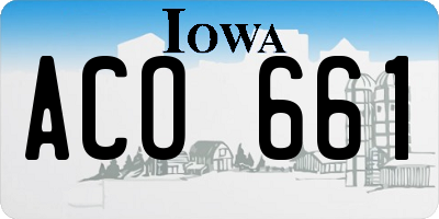 IA license plate ACO661