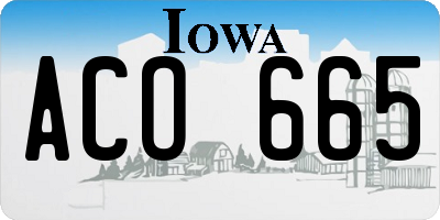 IA license plate ACO665