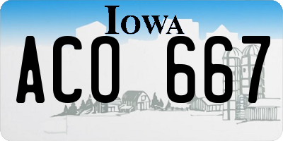 IA license plate ACO667