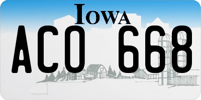 IA license plate ACO668