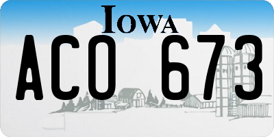 IA license plate ACO673