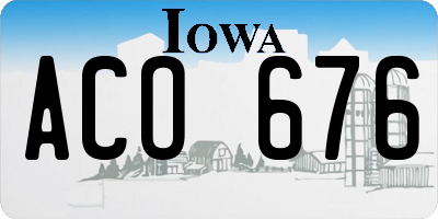 IA license plate ACO676