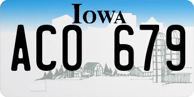IA license plate ACO679