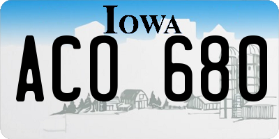 IA license plate ACO680