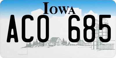 IA license plate ACO685