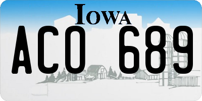 IA license plate ACO689