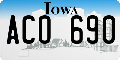IA license plate ACO690