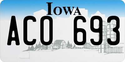 IA license plate ACO693