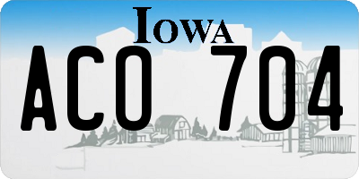 IA license plate ACO704