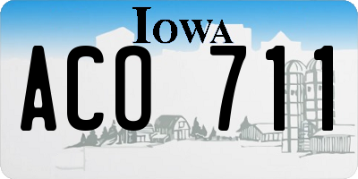 IA license plate ACO711