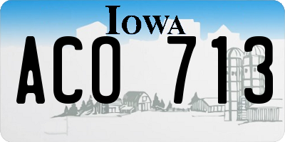 IA license plate ACO713