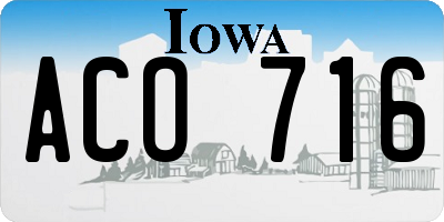 IA license plate ACO716