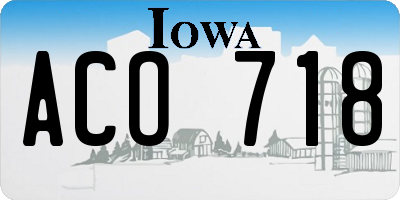 IA license plate ACO718