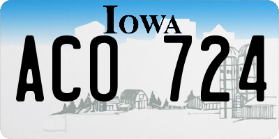 IA license plate ACO724