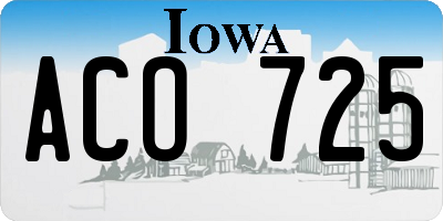 IA license plate ACO725