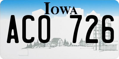 IA license plate ACO726
