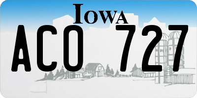 IA license plate ACO727