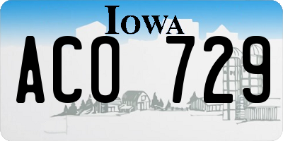 IA license plate ACO729